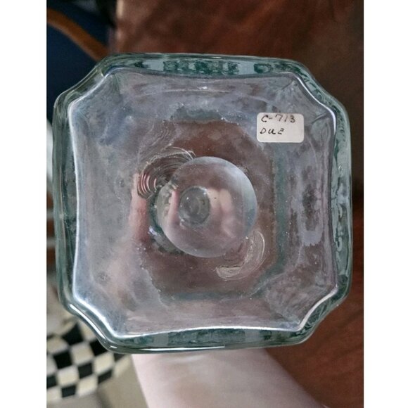 RARE ANTIQUE GREEN ACID ETCHED FLOWER BOTTLE LIQUOR WHISKEY DECANTER STOPPER JAR